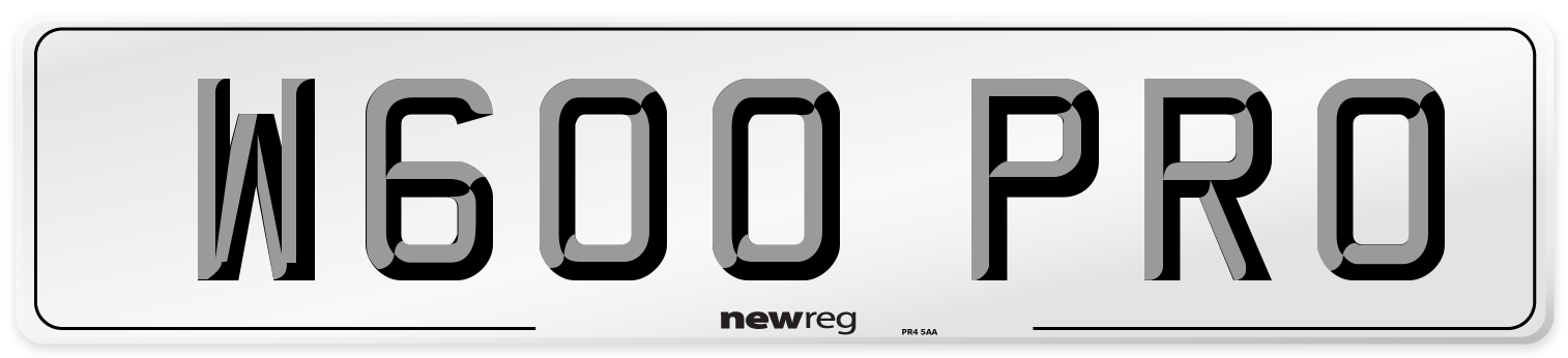 W600 PRO Number Plate from New Reg